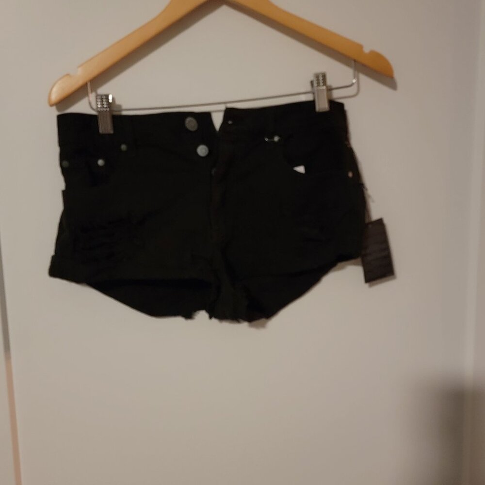 Black Denim Shorts, waist 25